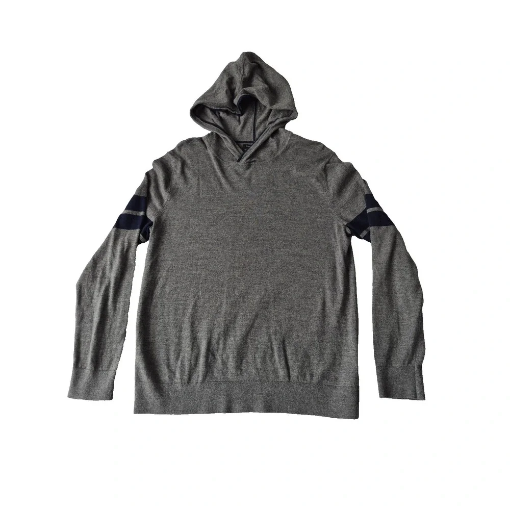 Banana Republic Organic Cotton Hooded Sweater Mens Large Gray Lightweight